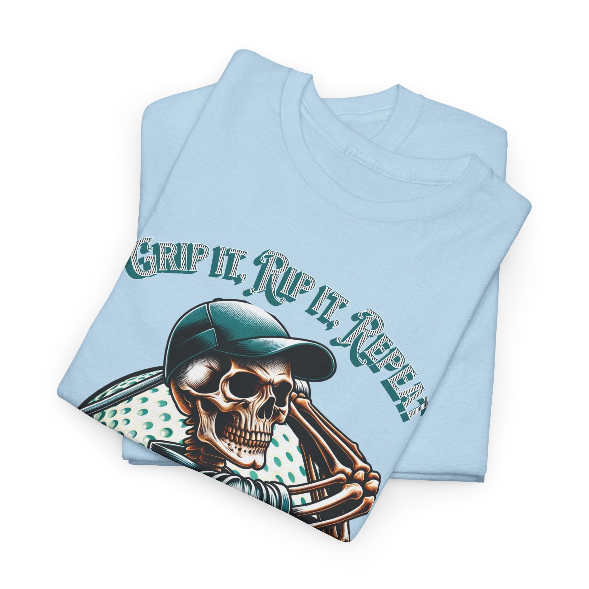 Skeleton Golf Tee — "Dead Straight, Grip It, Rip It, Repeat" Graphic T-Shirt