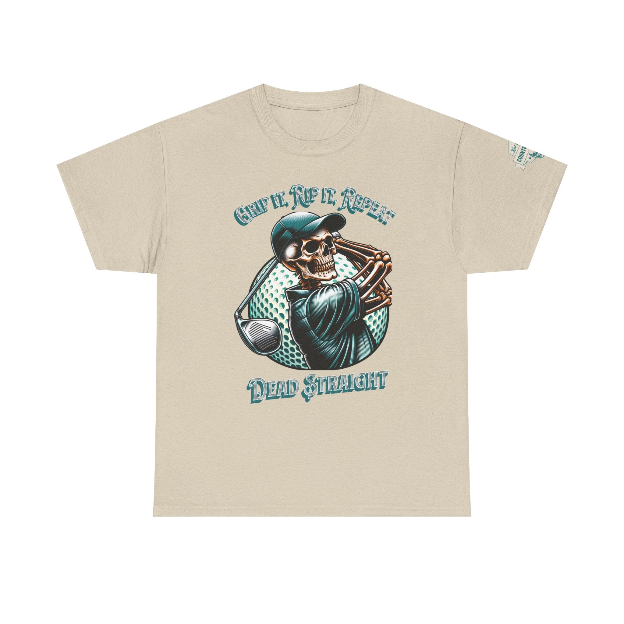 Skeleton Golf Tee — "Dead Straight, Grip It, Rip It, Repeat" Graphic T-Shirt