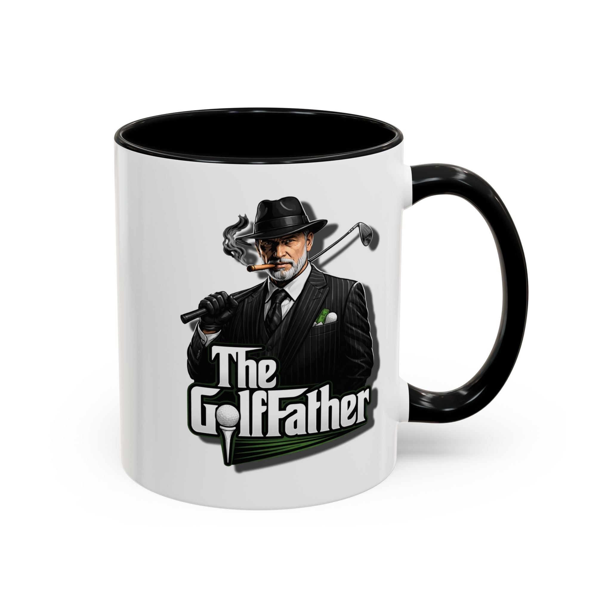 Golf Father Coffee Mug — "Family First, Golf Always" (11/15oz Accent Mug)