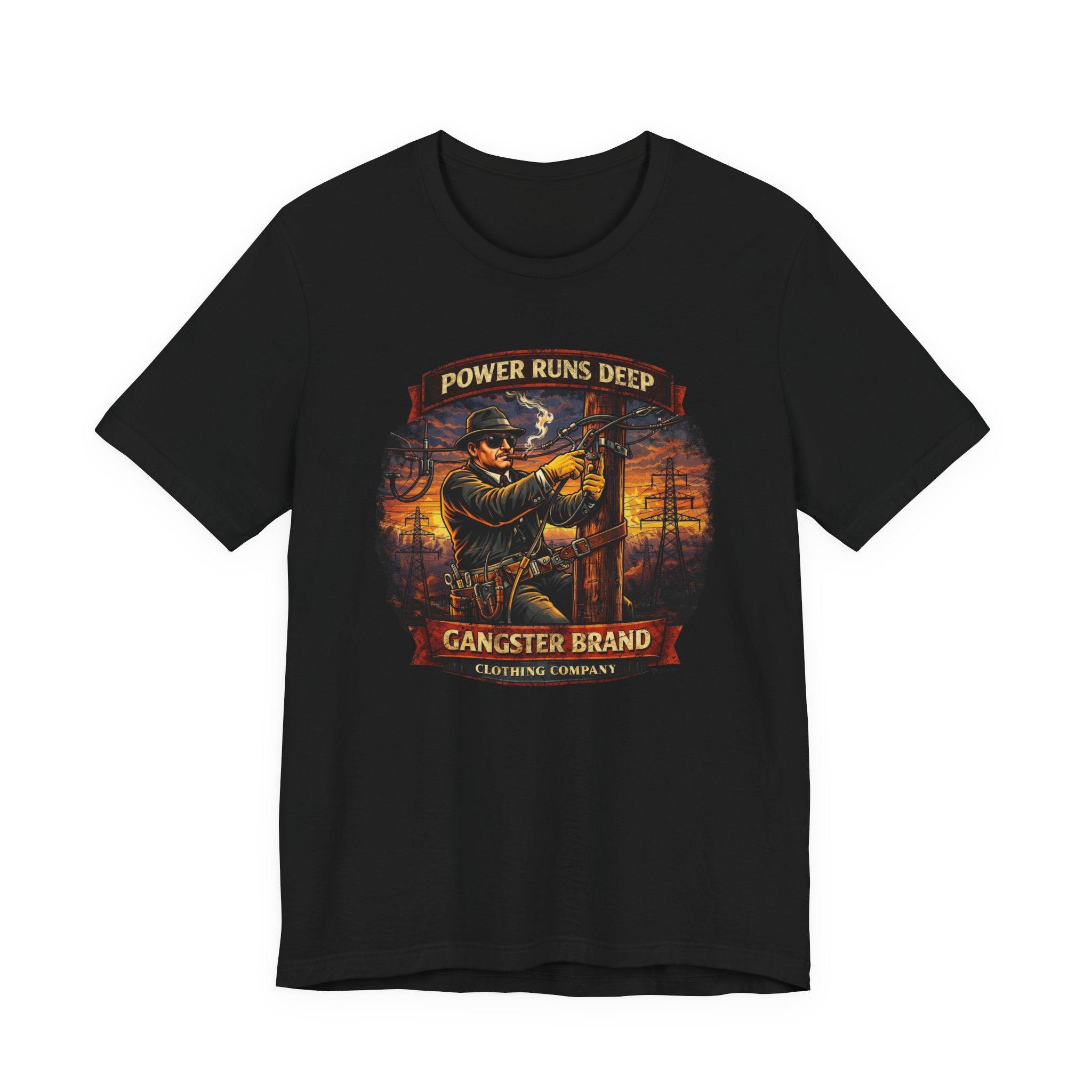 Power Runs Deep Gangster Brand T-Shirt – Vintage Mechanic Workshop Tee