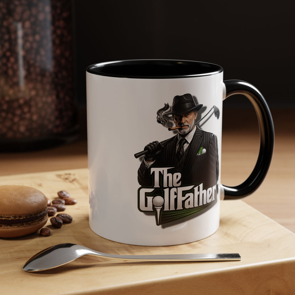 Golf Father Coffee Mug — "Family First, Golf Always" (11/15oz Accent Mug)
