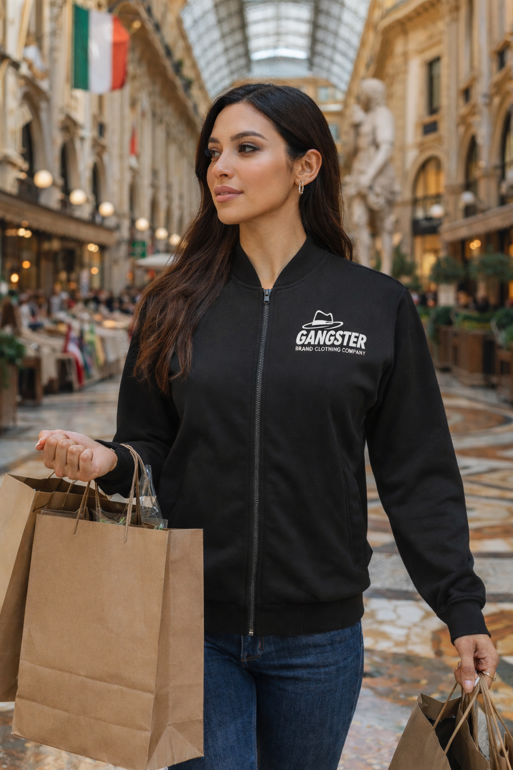 Gangster Brand Clothing Co. Logo Bomber Jacket — Men's Black Streetwear Jacket
