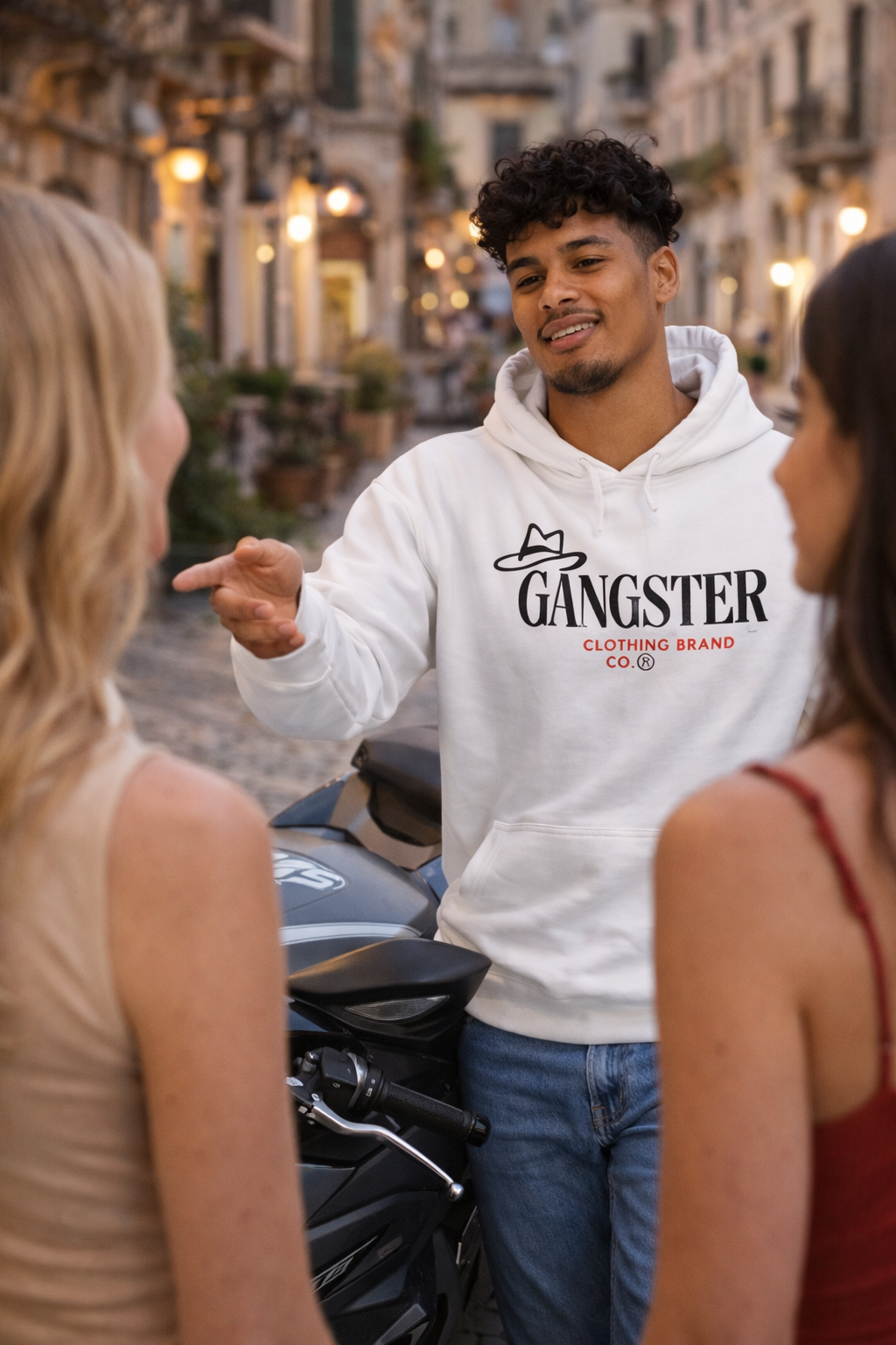 Gangster Clothing Co. Logo Hoodie — Retro Hat Graphic Pullover