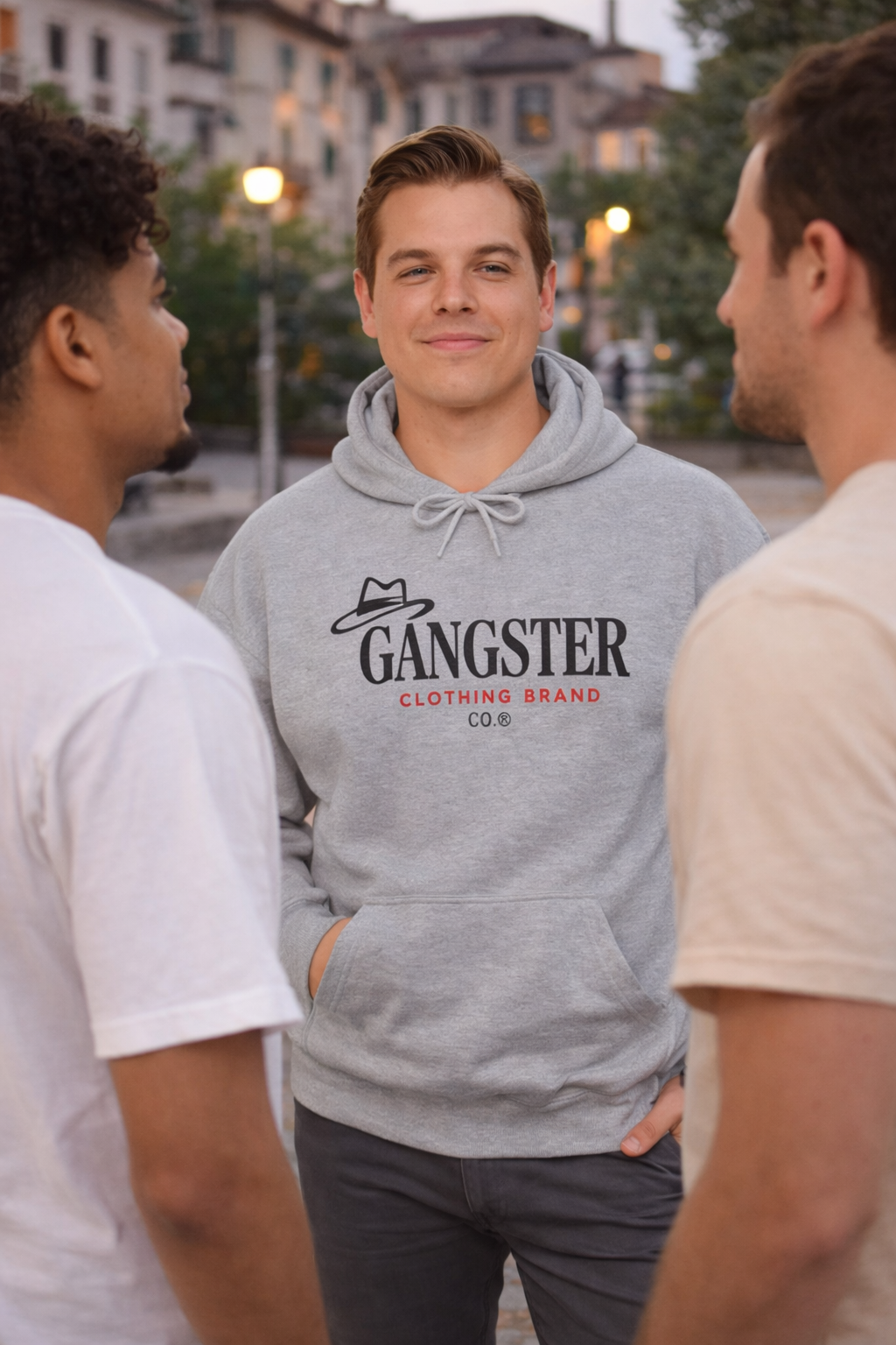 Gangster Clothing Co. Logo Hoodie — Retro Hat Graphic Pullover
