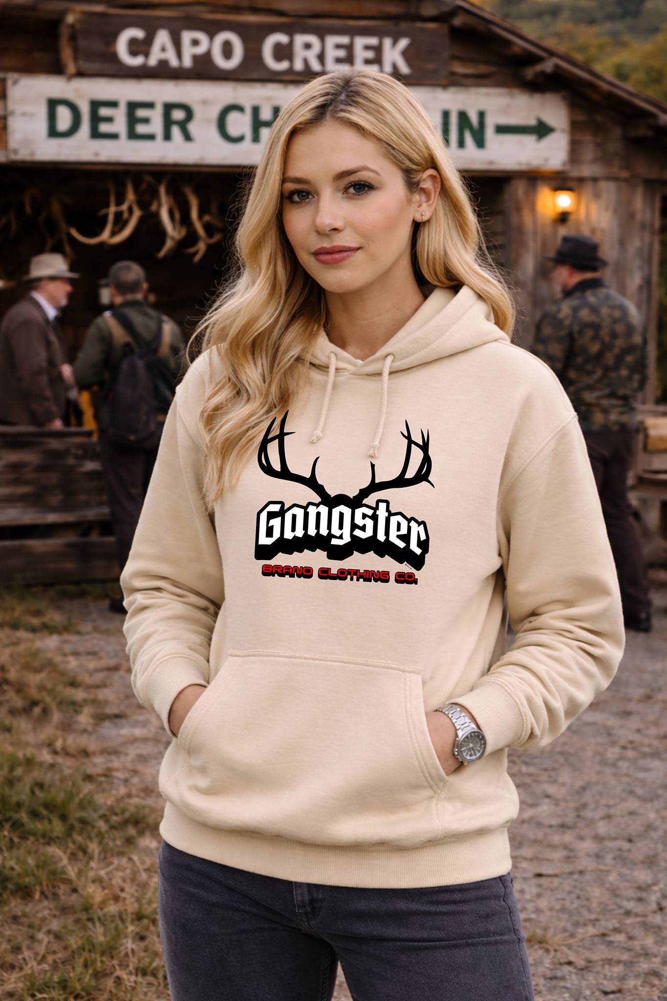 Gangster Deer Antlers Hoodie — Graphic Hunting & Outdoors Streetwear