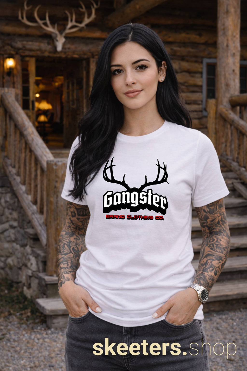 Gangster Antlers Tee — Graphic Deer Skull Shirt | Streetwear Hunting Vibe