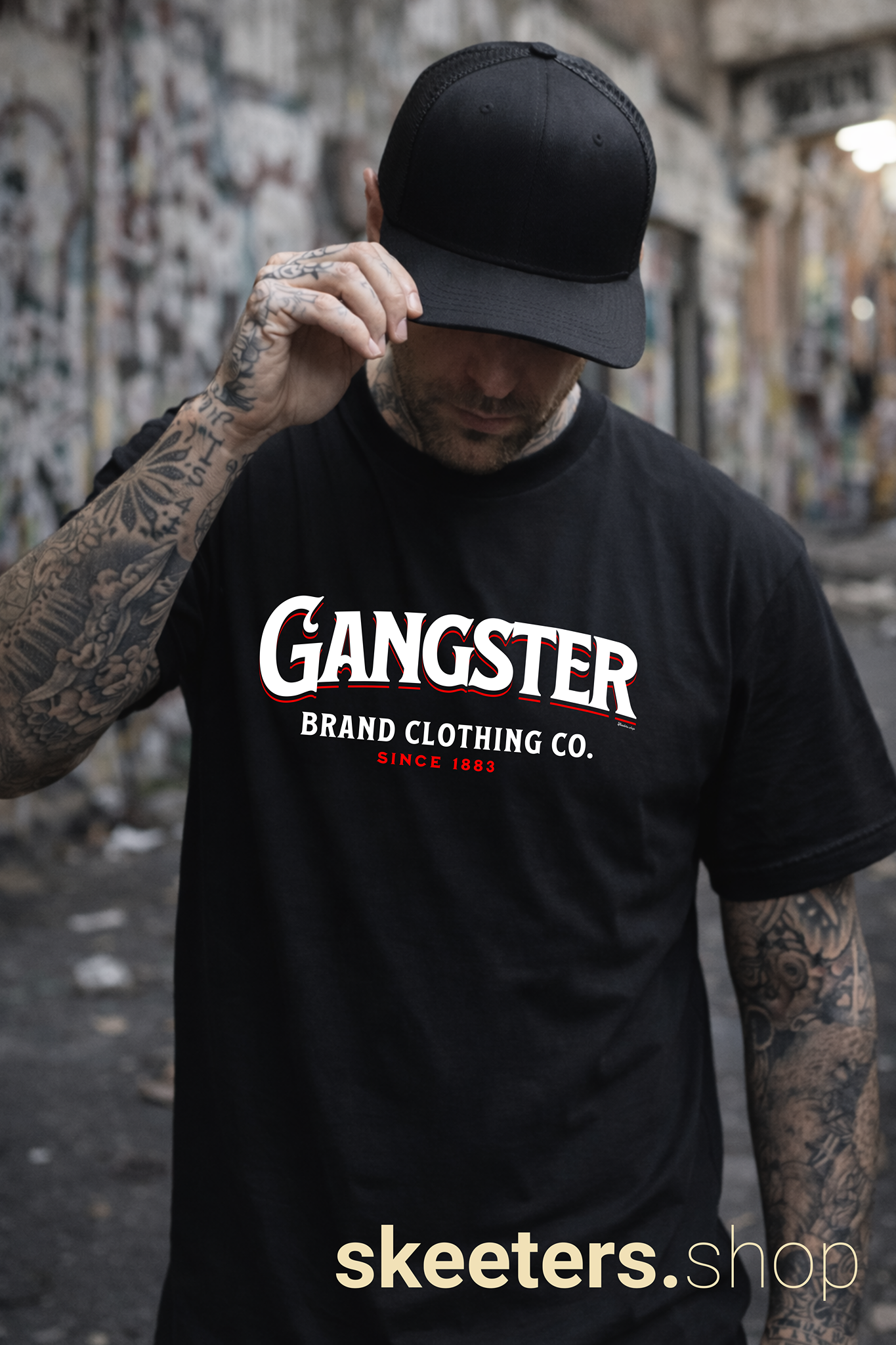 Gangster Brand Clothing Co. Tee Dark — Retro Fedora Logo Graphic T-Shirt