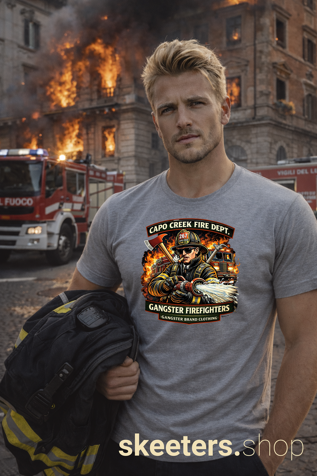 Firefighter Graphic Tee — "Capo Creek Fire Dept. Gangster Firefighters"