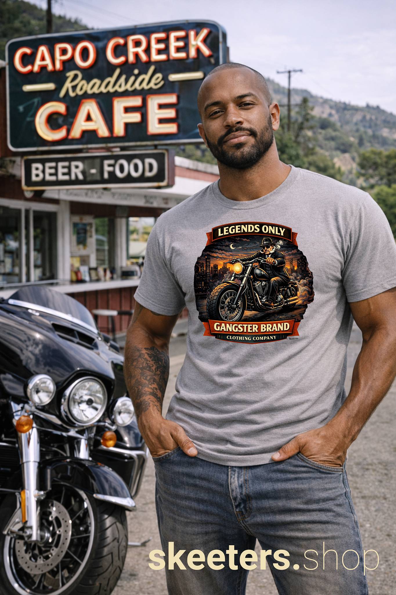 Legends Only Motorcycle Tee — “Gangster Brand” Biker Graphic Shirt