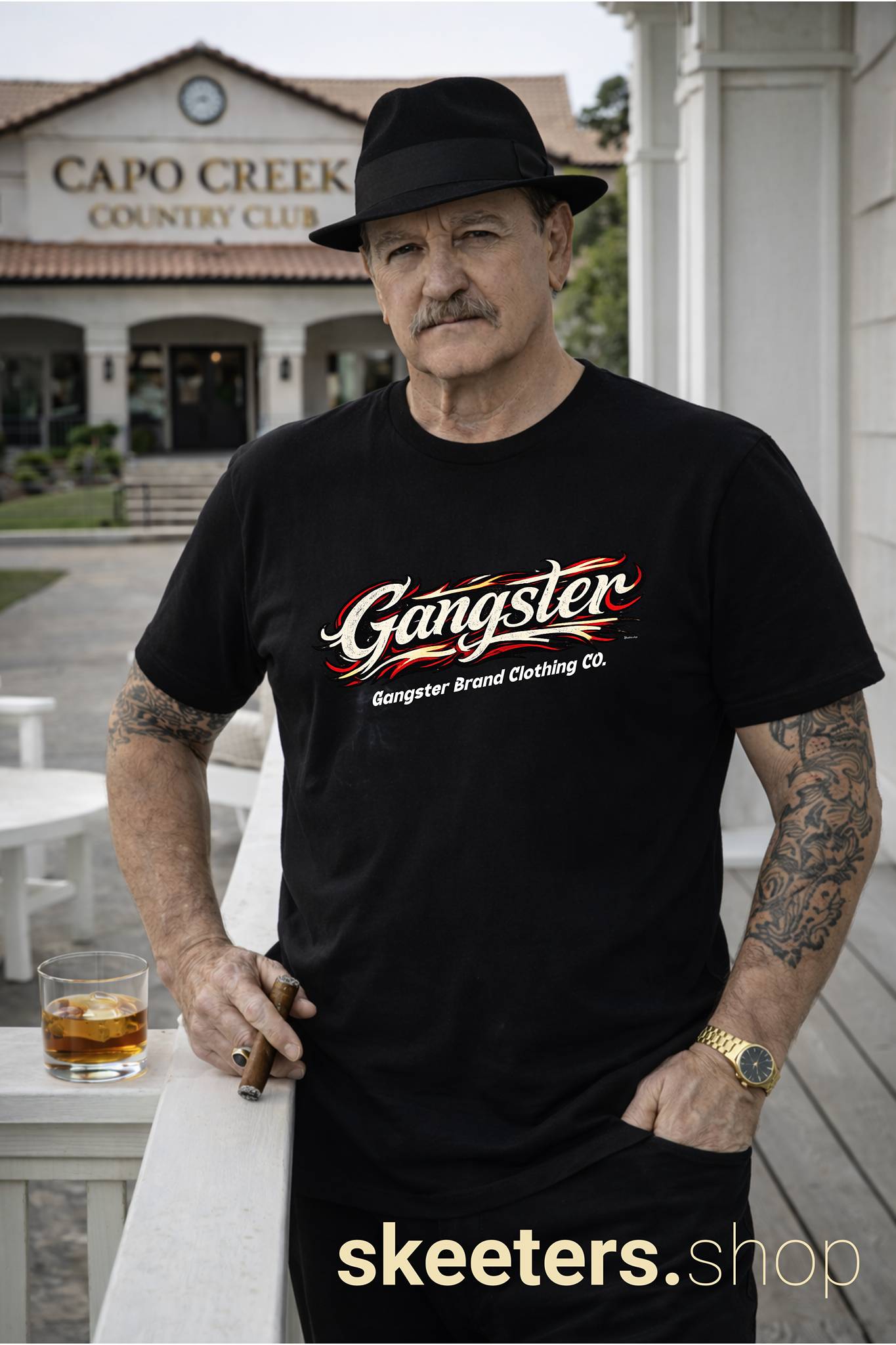 Gangster Script Logo T-Shirt – Retro Streetwear Graphic Tee