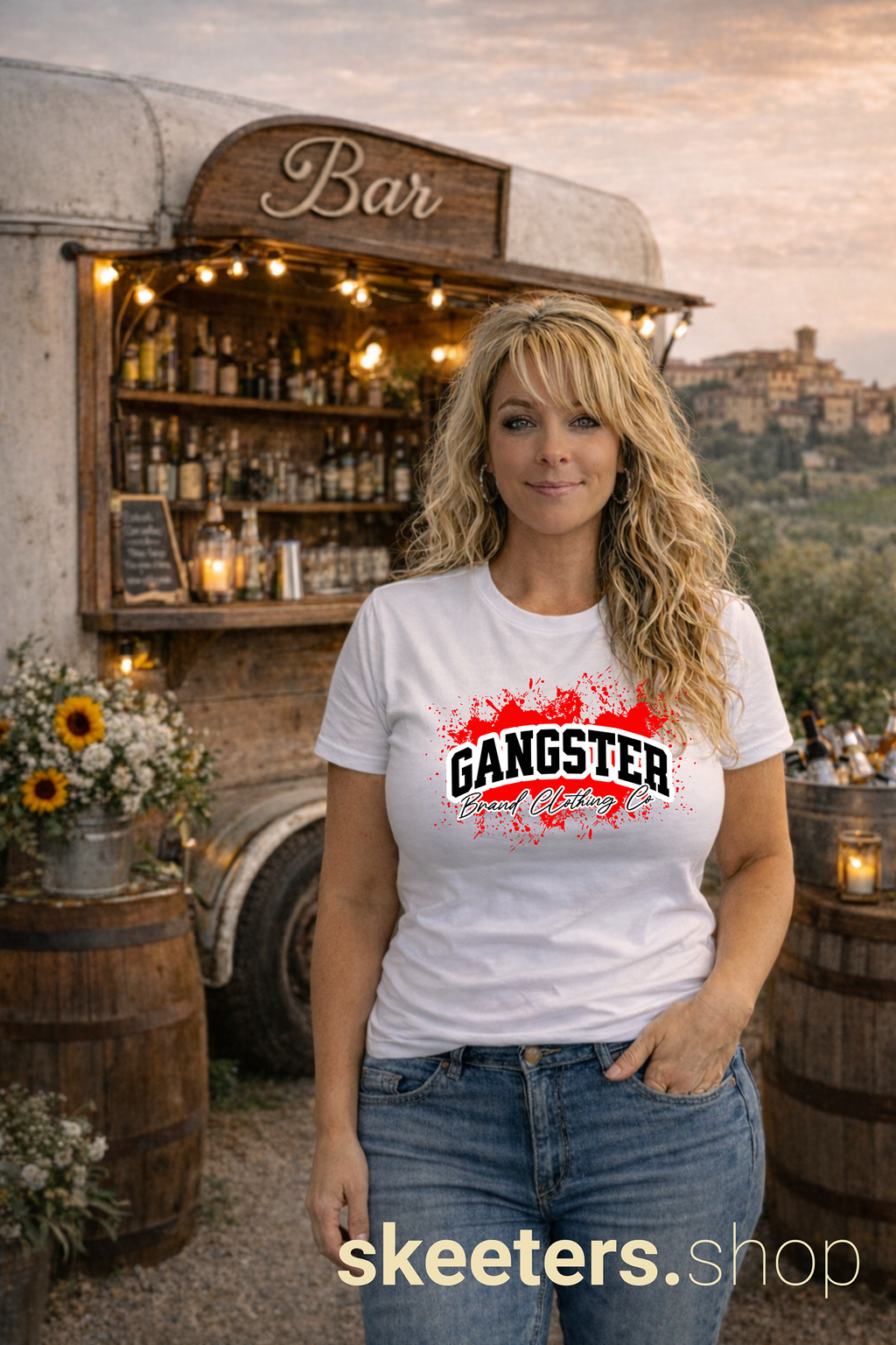 Gangster Graphic Tee — Bold Red Splash Streetwear T-Shirt