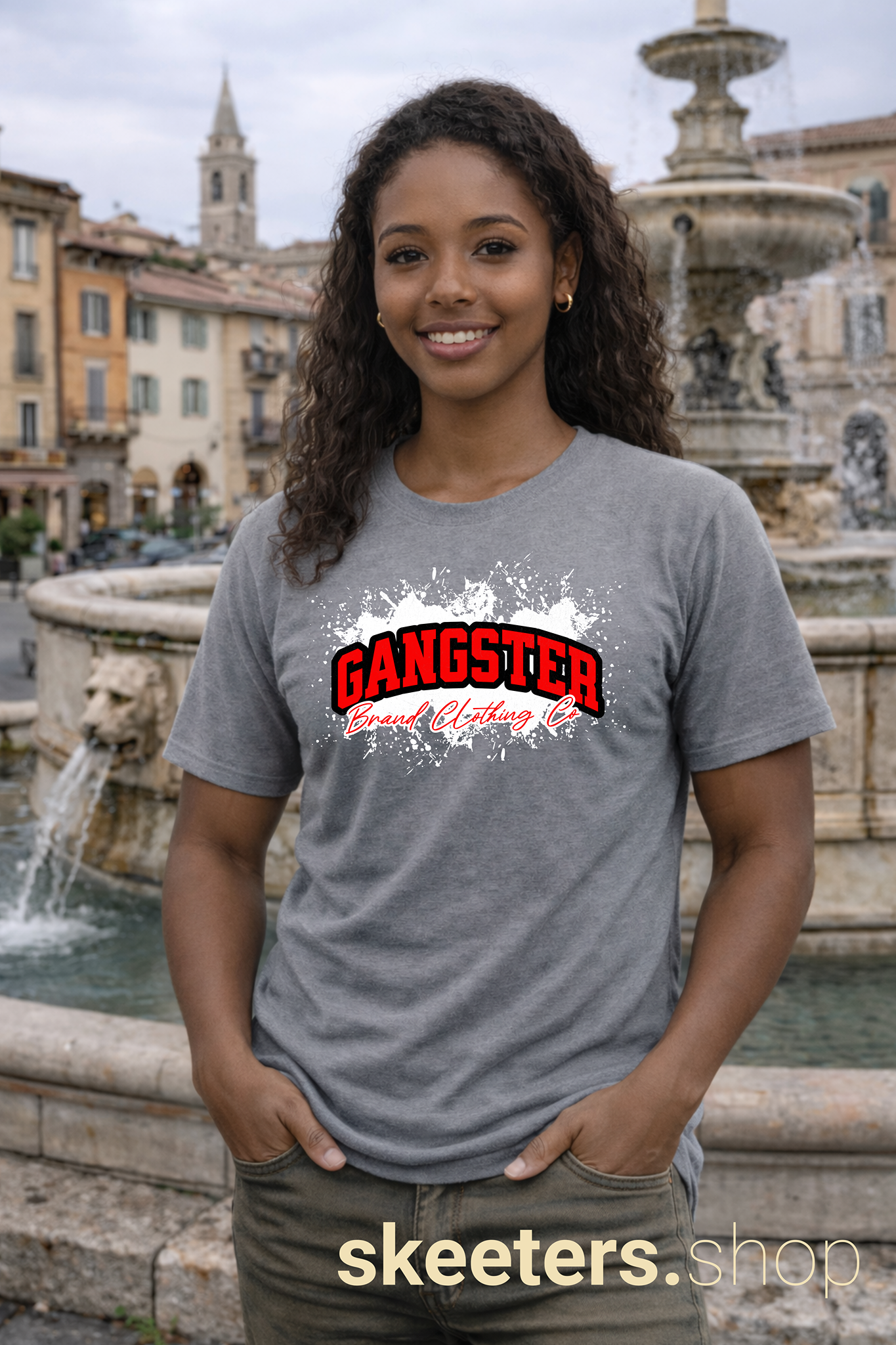 Gangster Graphic Tee — Bold Red Splash Streetwear T-Shirt