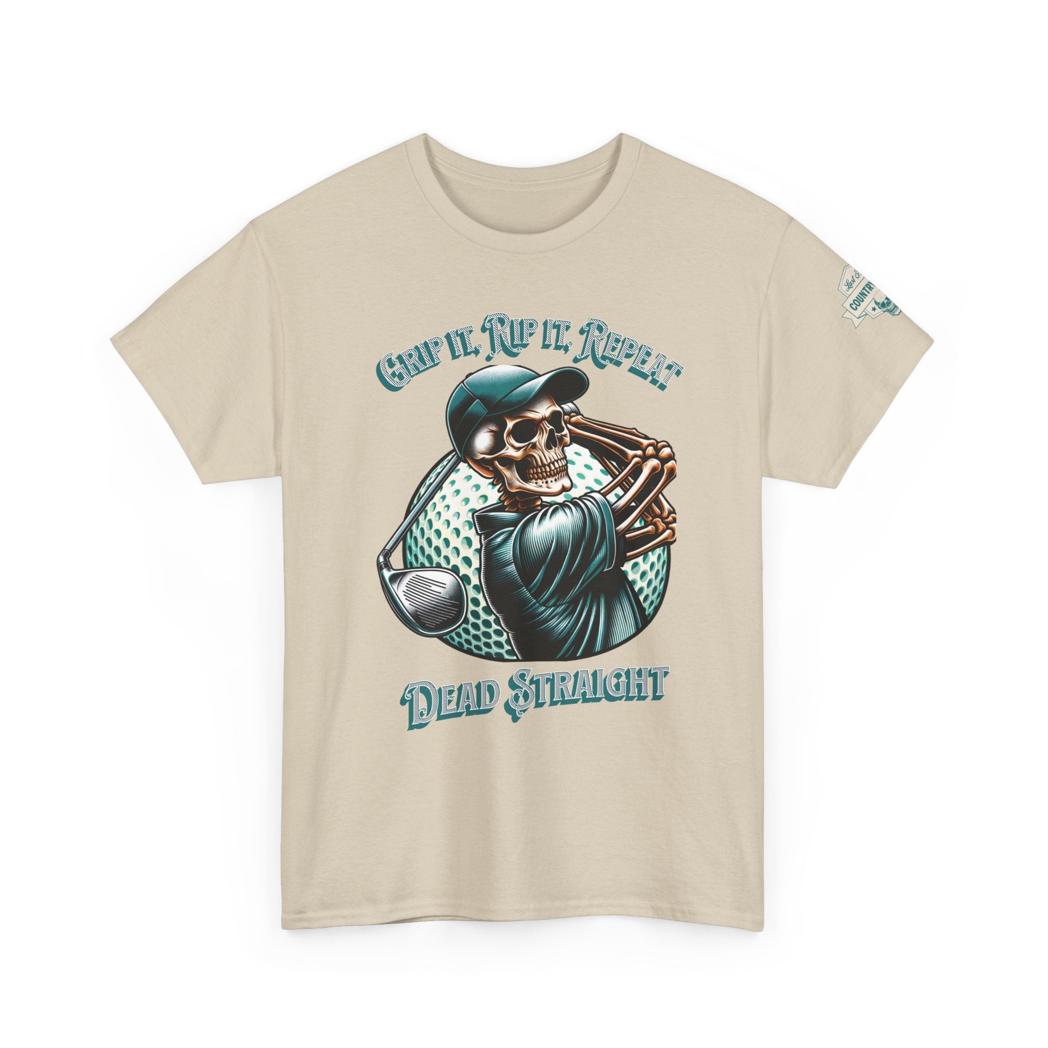 Skeleton Golf Tee — "Dead Straight, Grip It, Rip It, Repeat" Graphic T-Shirt