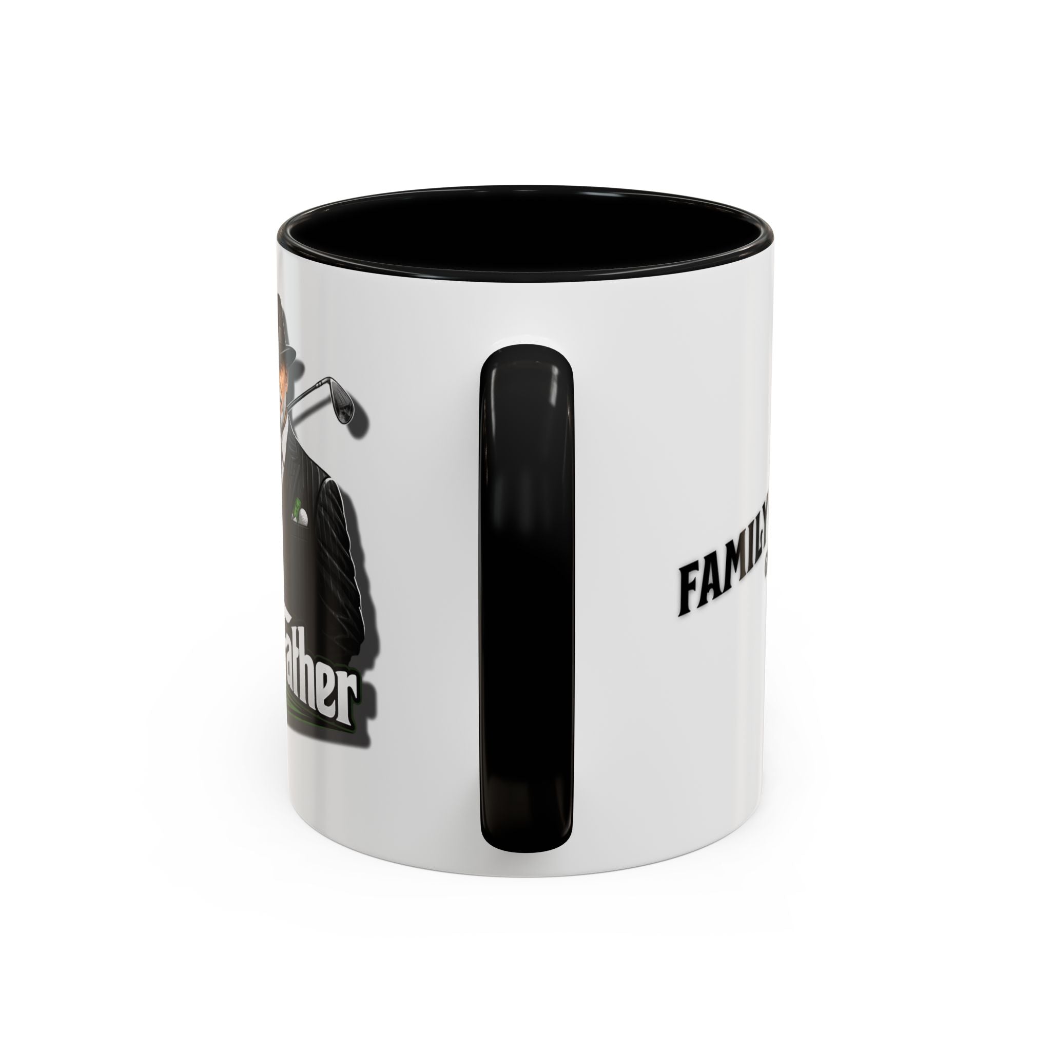 Golf Father Coffee Mug — "Family First, Golf Always" (11/15oz Accent Mug)