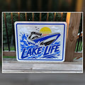 DockDecko Blue Speedboat Lake Life Sign - Reflective 24 x 30