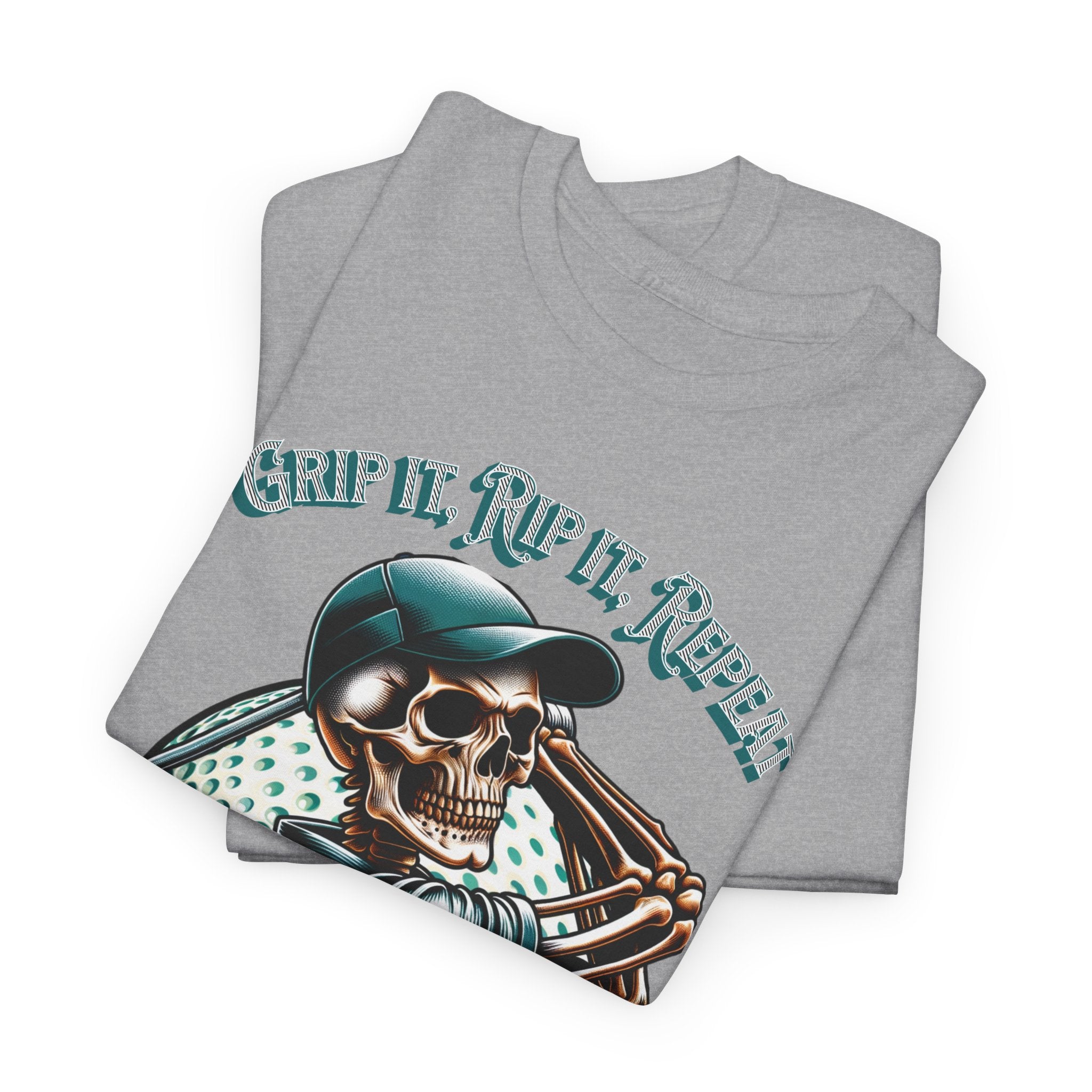 Skeleton Golf Tee — "Dead Straight, Grip It, Rip It, Repeat" Graphic T-Shirt