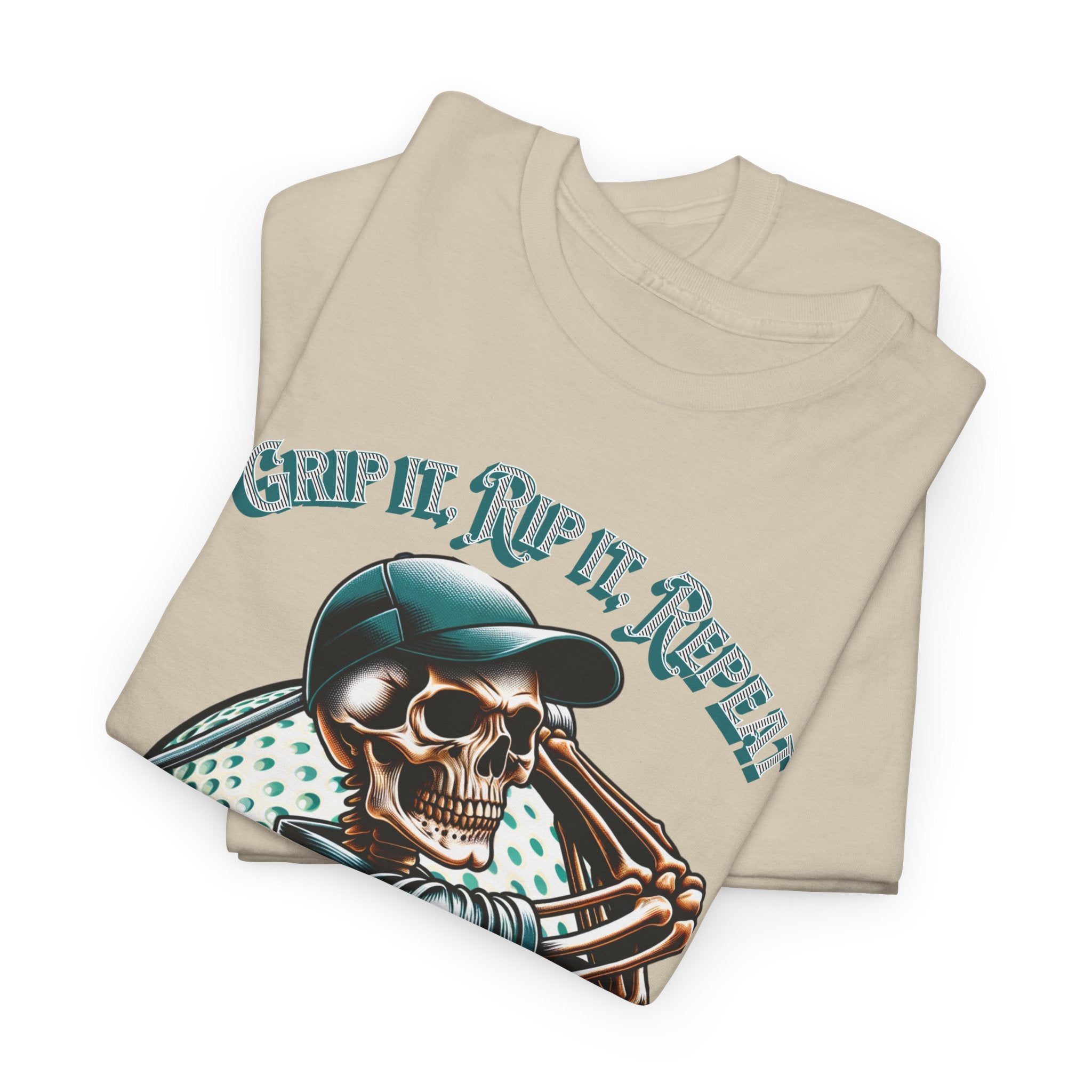 Skeleton Golf Tee — "Dead Straight, Grip It, Rip It, Repeat" Graphic T-Shirt