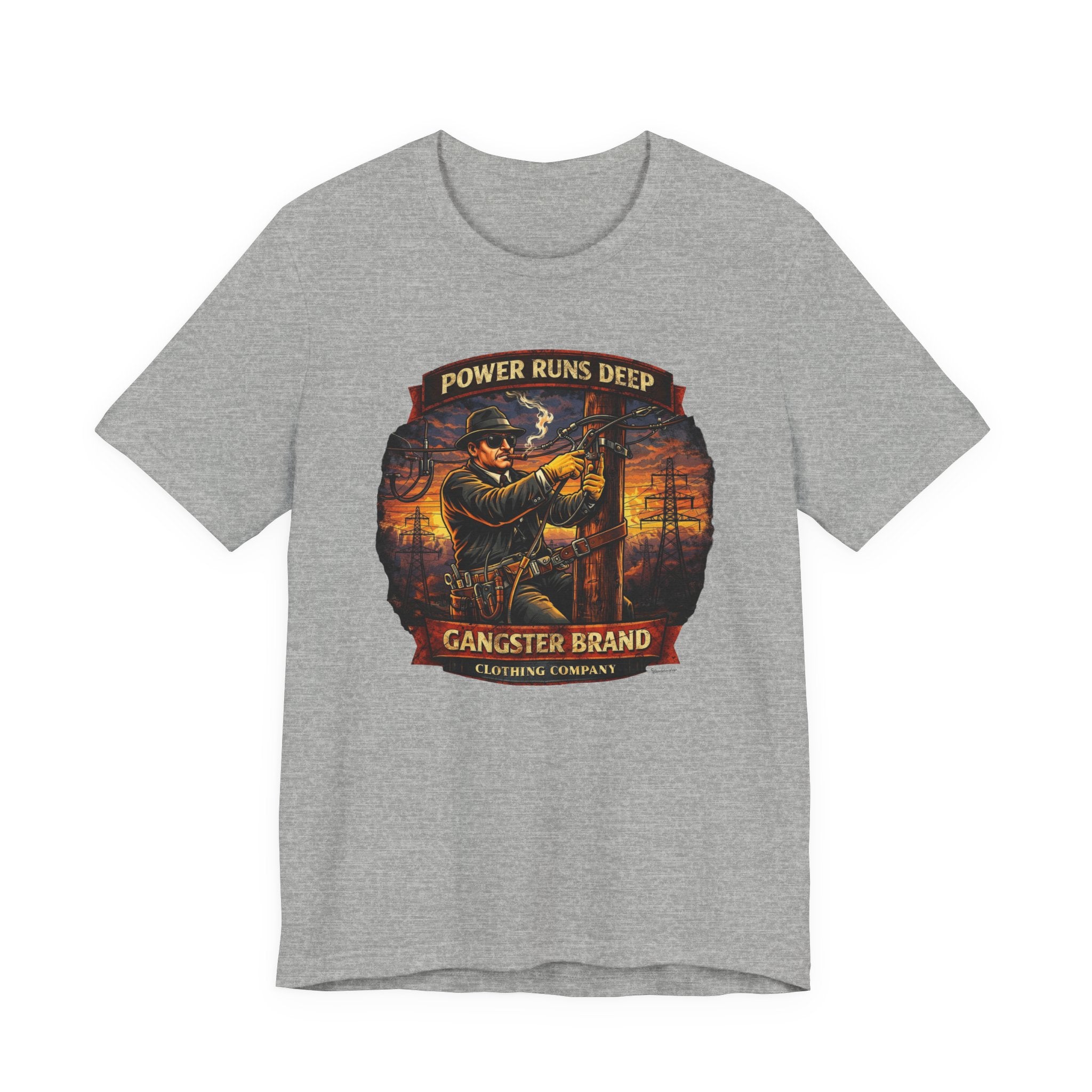 Power Runs Deep Gangster Brand T-Shirt – Vintage Mechanic Workshop Tee