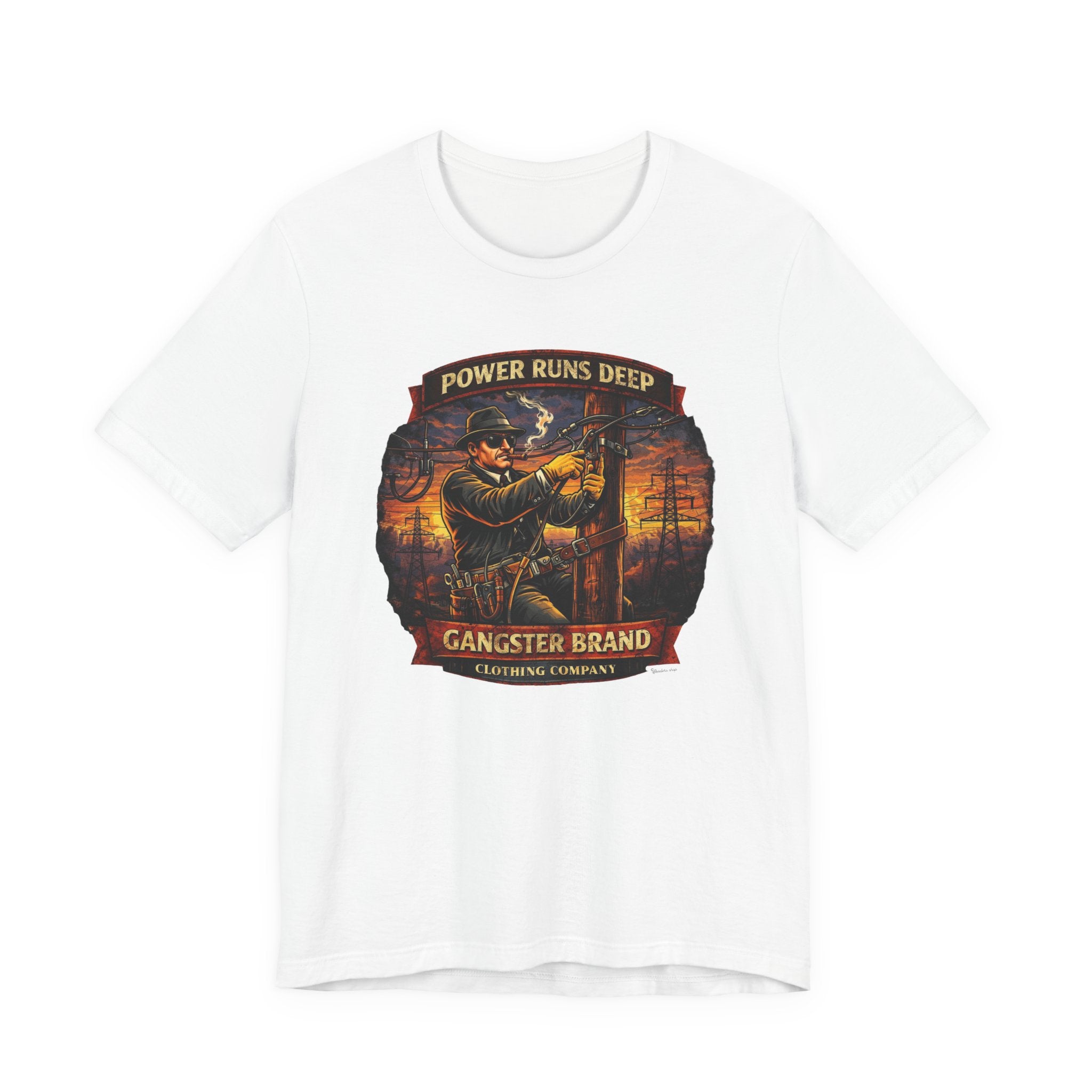 Power Runs Deep Gangster Brand T-Shirt – Vintage Mechanic Workshop Tee