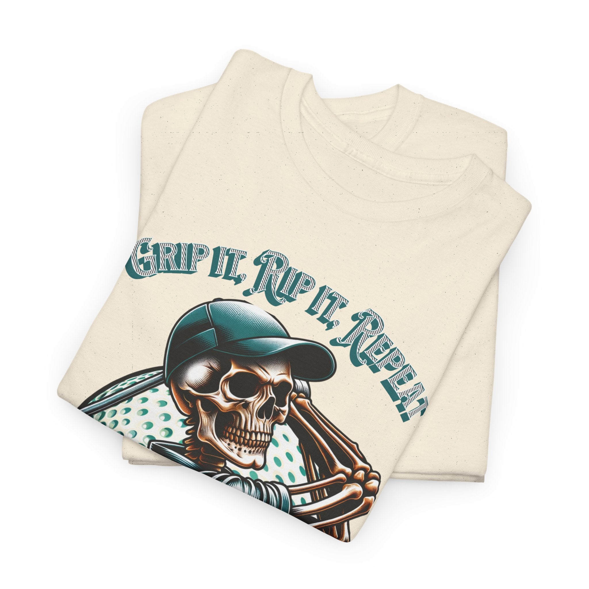 Skeleton Golf Tee — "Dead Straight, Grip It, Rip It, Repeat" Graphic T-Shirt