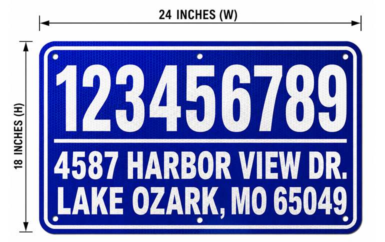 HIGHLY RELFECTIVE BLUE DOCK SIGNS
