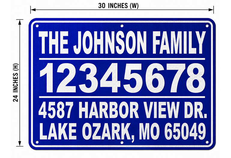 HIGHLY RELFECTIVE BLUE DOCK SIGNS