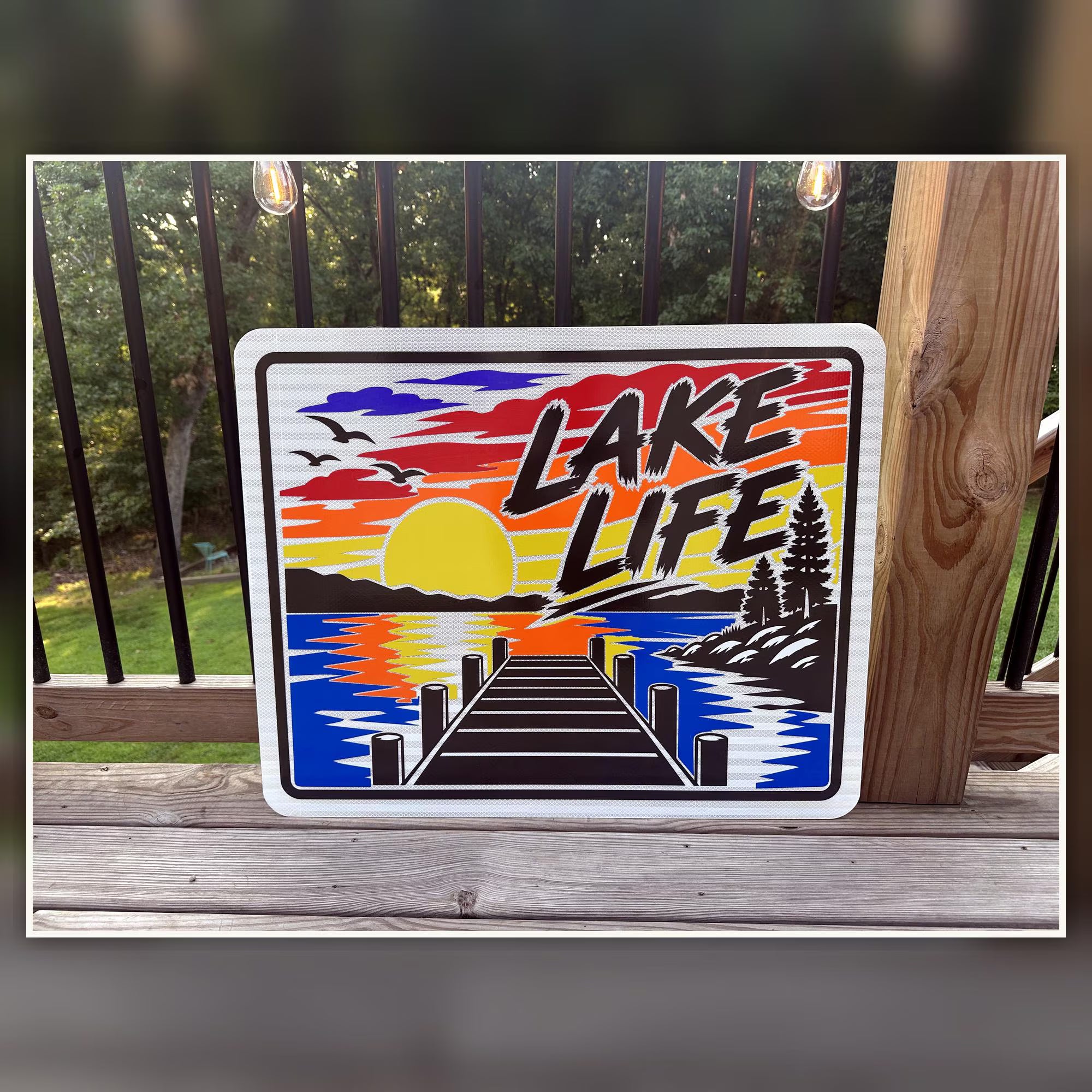 DockDecko Full-Color Sunset Lake Life Sign - Reflective 24 x 30