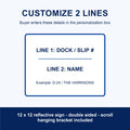 Custom Reflective Dock Slip Sign - 12 x 12 with Scroll Bracket