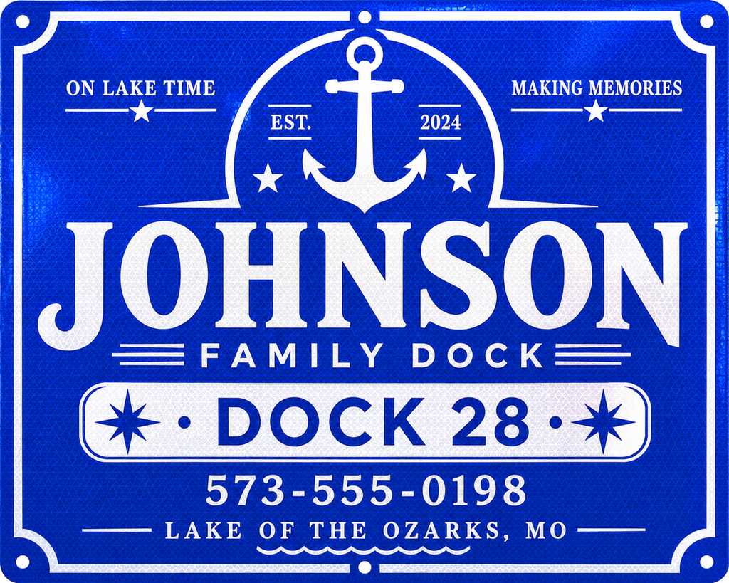 Custom Reflective Family Dock Sign - 24 x 30