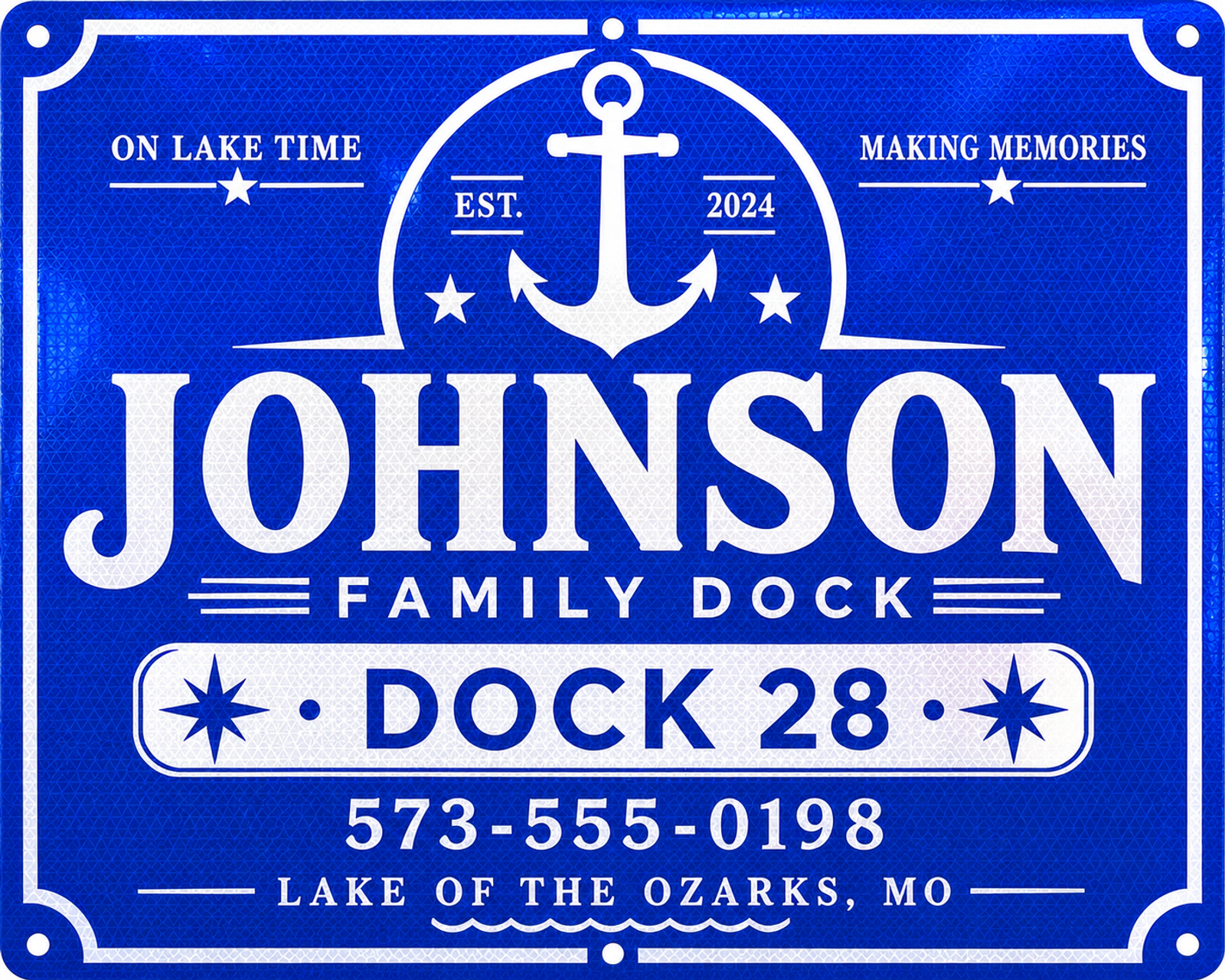 Custom Reflective Family Dock Sign - 24 x 30