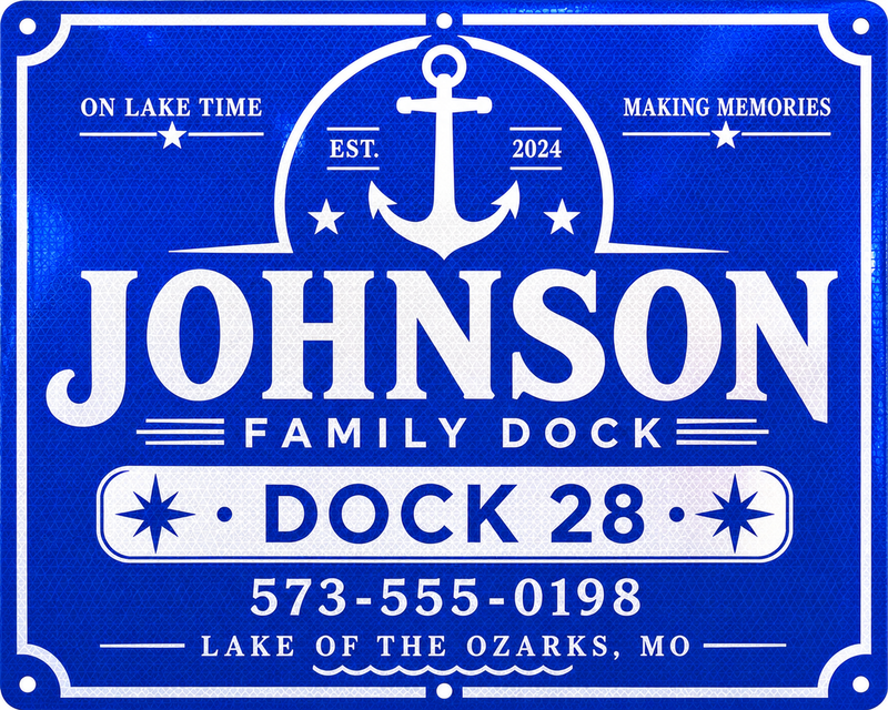 Custom Reflective Family Dock Sign - 24 x 30