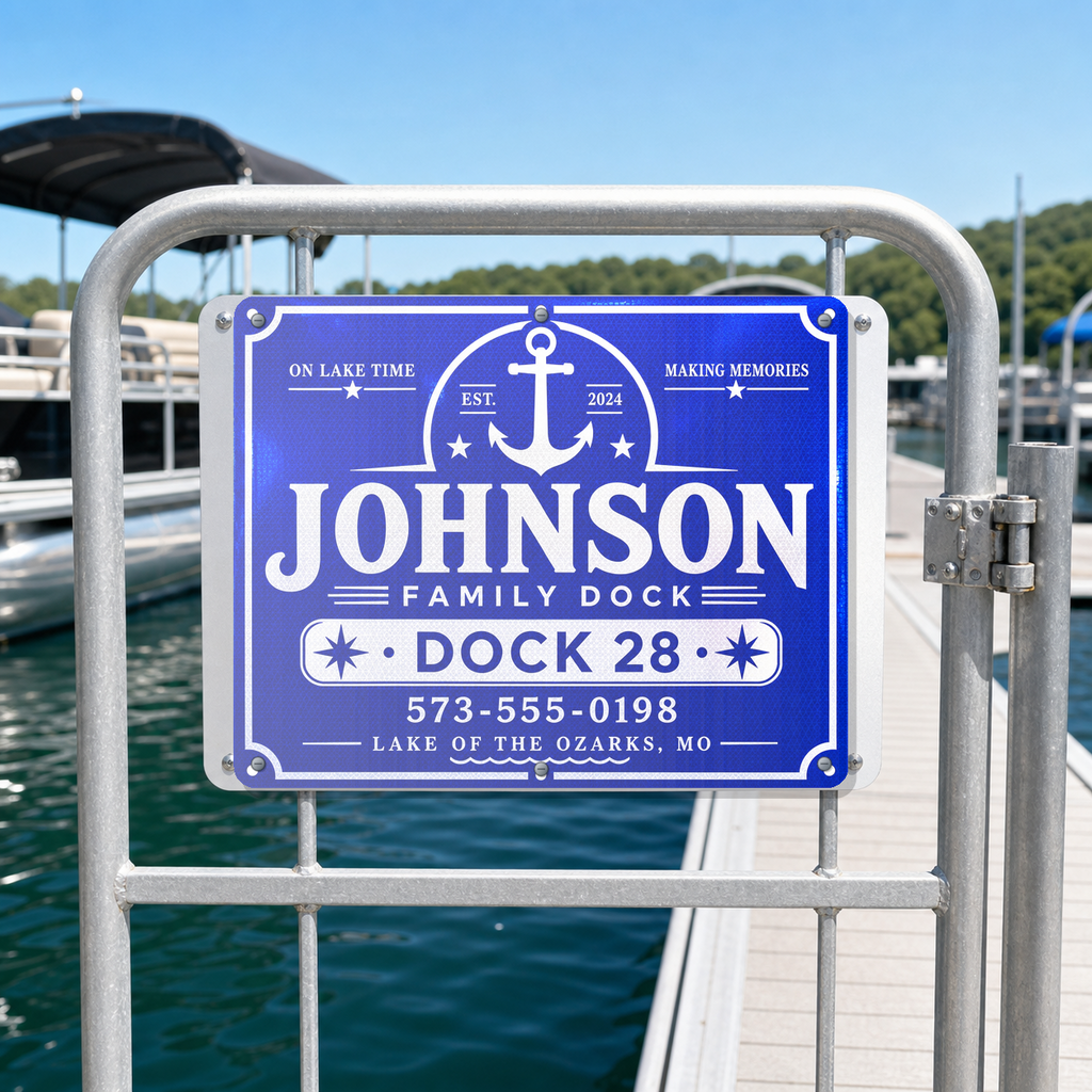Custom Reflective Family Dock Sign - 24 x 30