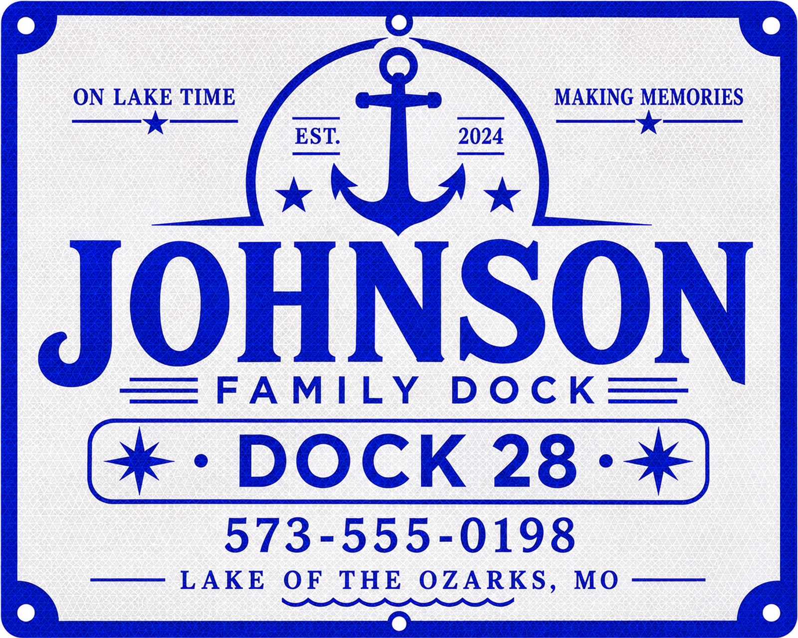 Custom Reflective Family Dock Sign - 24 x 30