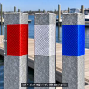Red, white and blue six-inch reflective post wraps